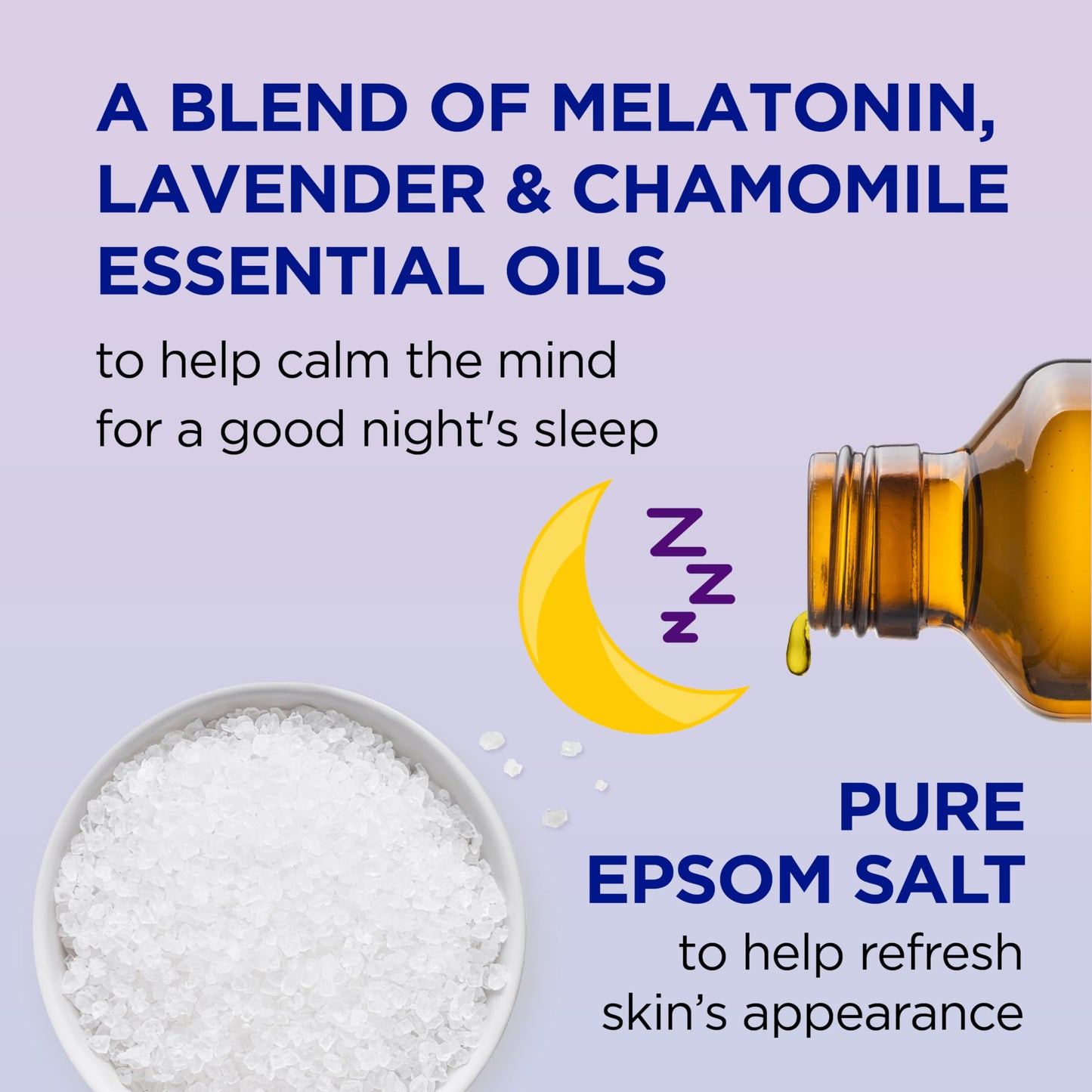 Dr Teal's Pure Epsom Salt Soak, Sleep Blend with Melatonin, Lavender & Chamomile Essential Oils, 3 lbs (Packaging May Vary)