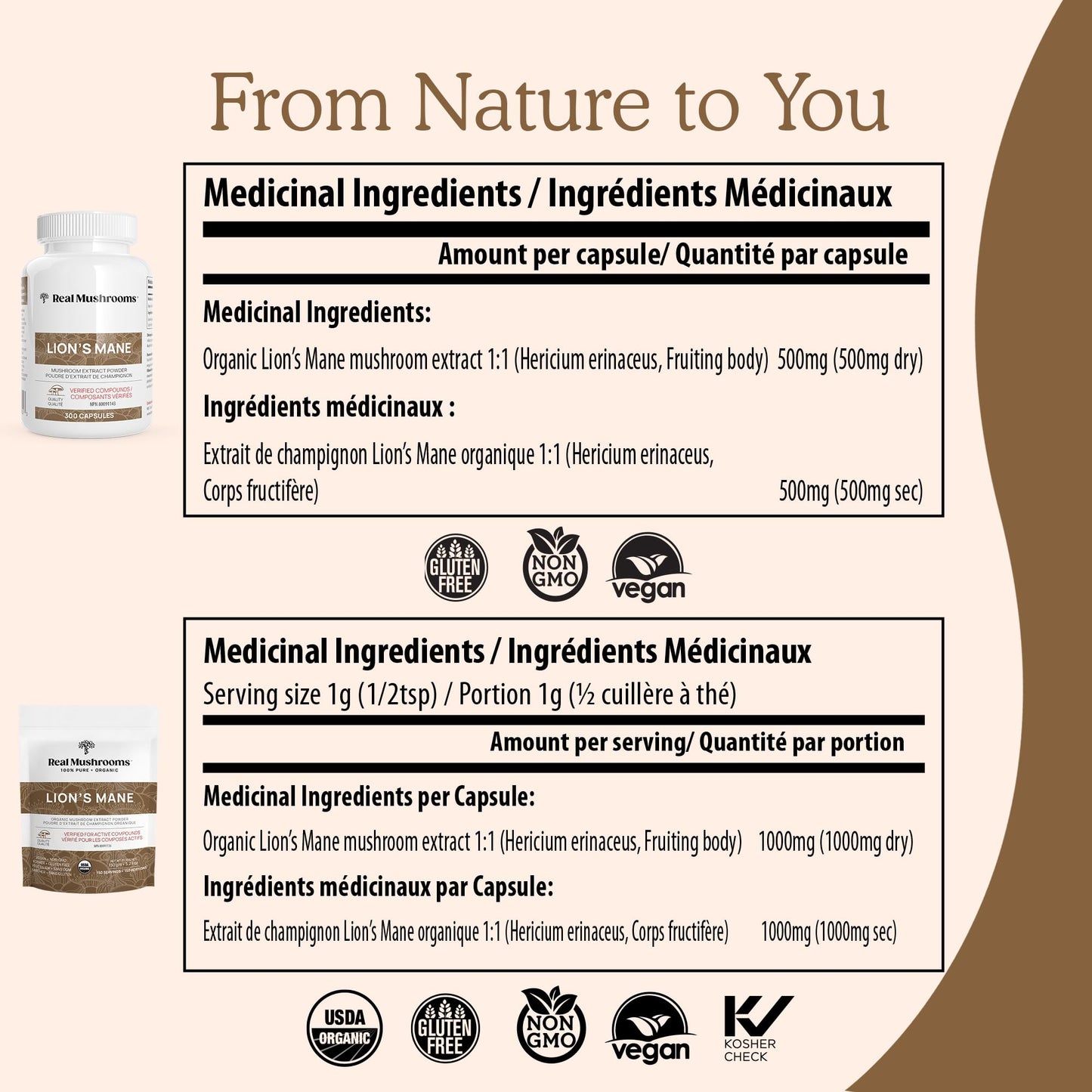 Real Mushrooms Lion’s Mane Powder - Organic Lions Mane Mushroom Extract with Immunomodulating Properties & Antioxidants - Vegan Mushroom Supplement, 60 Servings
