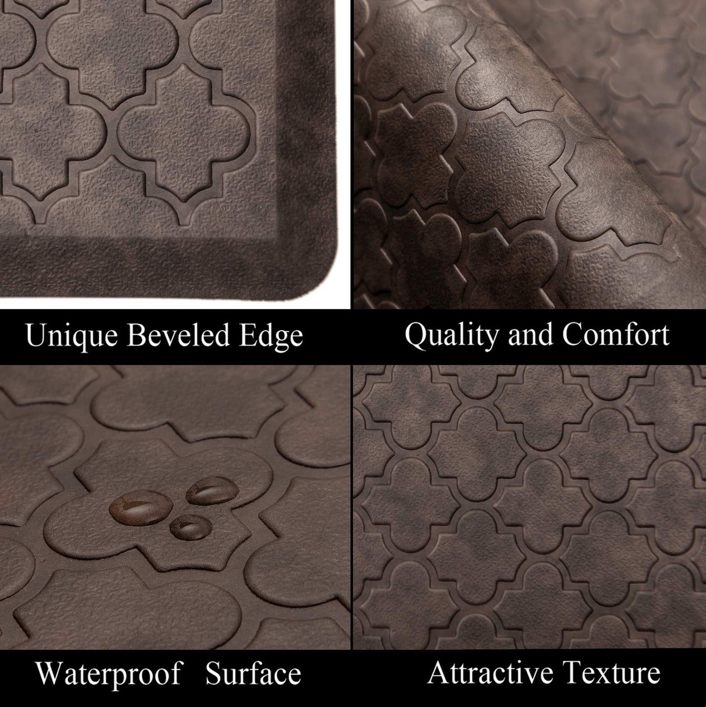 HEBE Oversized Anti Fatigue Comfort Mats for Kitchen Floor Standing Desk Non Slip Thick Cushioned Kitchen Floor Mats Runner Waterproof Kitchen Rugs Heavy Duty Comfort Standing Mats,20"x60",Brown