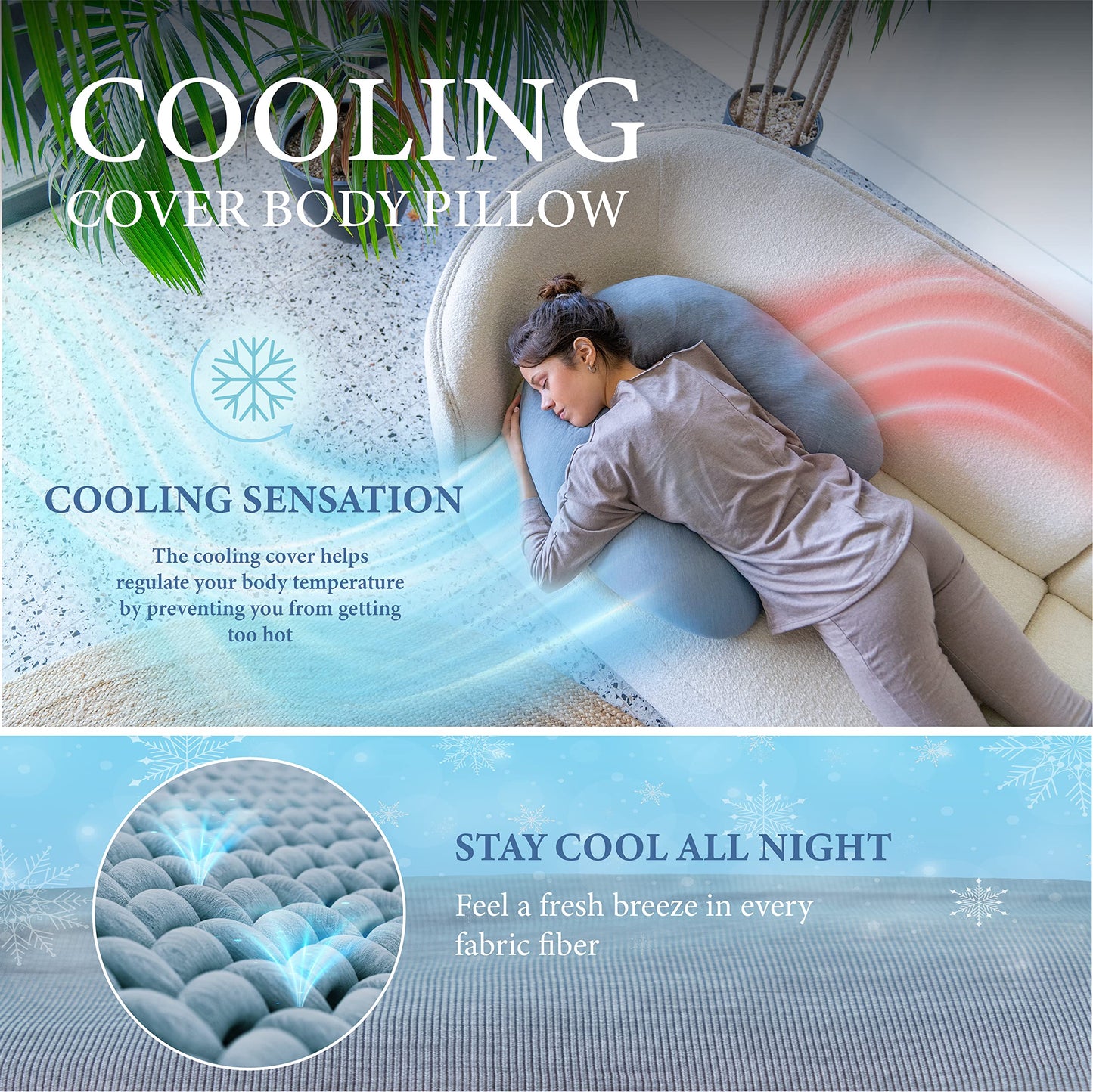 PharMeDoc Body Pillow - Multifunctional Pregnancy Pillow for Sleeping, Oreiller de Corps, Maternity & Nursing Pillow - for Pregnancy, Support for Back, HIPS, Belly (Removable Cooling Cover)