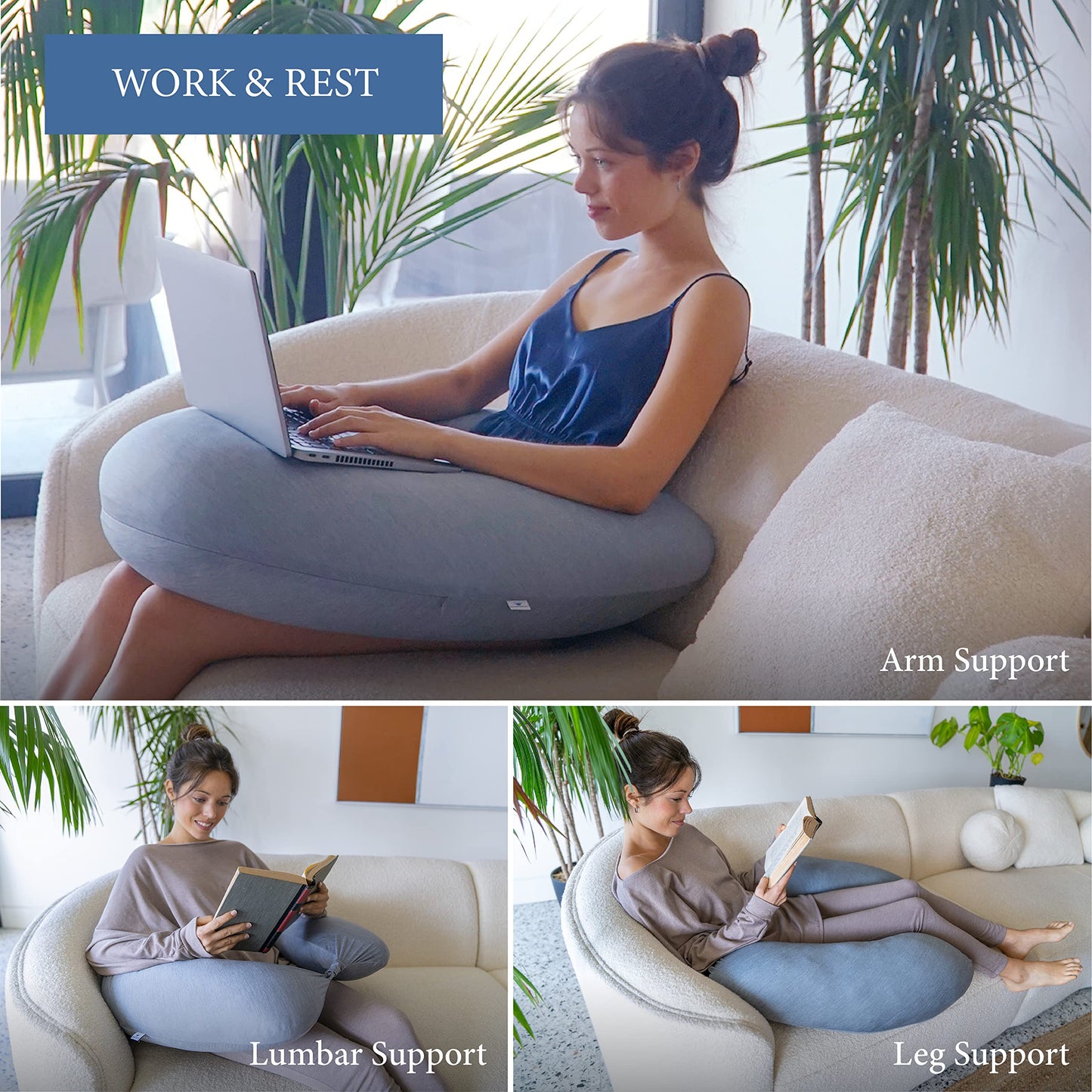 PharMeDoc Body Pillow - Multifunctional Pregnancy Pillow for Sleeping, Oreiller de Corps, Maternity & Nursing Pillow - for Pregnancy, Support for Back, HIPS, Belly (Removable Cooling Cover)