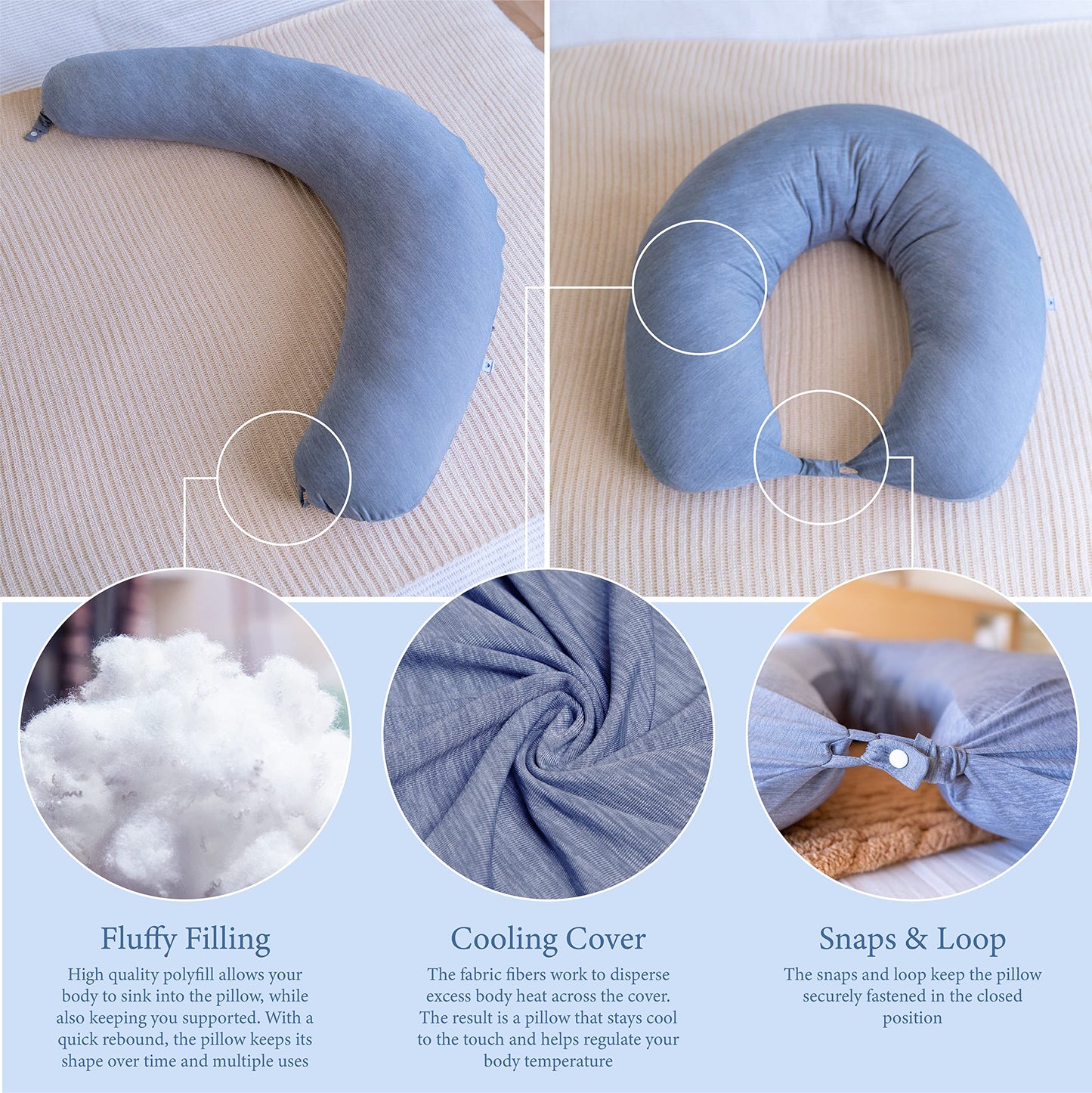 PharMeDoc Body Pillow - Multifunctional Pregnancy Pillow for Sleeping, Oreiller de Corps, Maternity & Nursing Pillow - for Pregnancy, Support for Back, HIPS, Belly (Removable Cooling Cover)