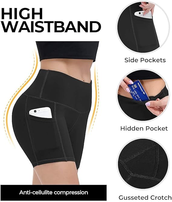 ALONG FIT 5" Biker Shorts for Women with Pockets High Waisted Workout Gym Yoga Compression Short Squat Proof Leggings