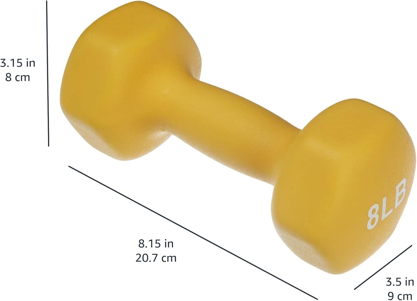 Amazon Basics Neoprene Hexagon Dumbbell Set with Stand; 32lbs total weight, Set of 6 (3, 5, 8 pound weights)