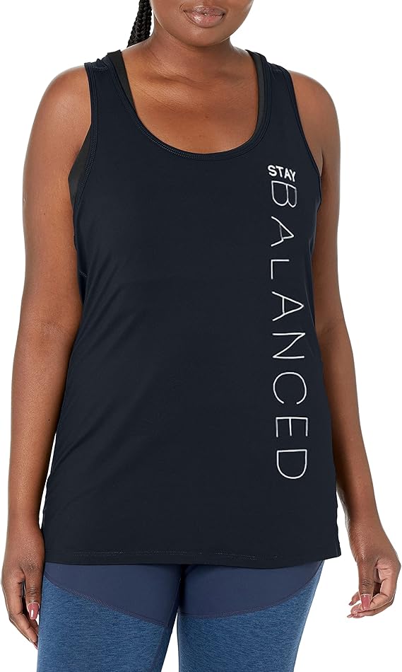 C9 Champion Women's Graphic Tank, Ebony/STAY BALANCED