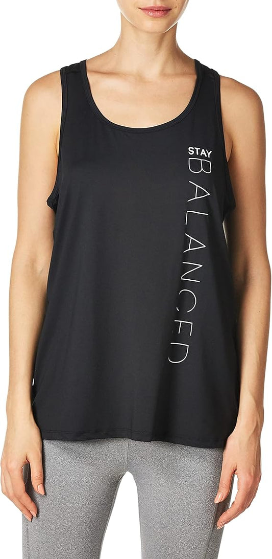 C9 Champion Women's Graphic Tank, Ebony/STAY BALANCED